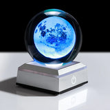 HULIANFU New 80mm K9 Crystal Solar System Planet Globe 3D Laser Engraved Sun System Ball with Touch Switch LED Light Base Astronomy Gifts