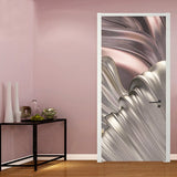 HULIANFU  PVC Self-Adhesive Waterproof Door Sticker Modern Light Luxury 3D Golden Abstract Wallpaper Living Room Bedroom 3D Door Murals