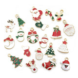 HULIANFU 2023 96 Christmas Enamel Dripping Alloy Diy Jewelry Accessories Santa Claus Snowman Bell Earrings Bracelet Small Pendant