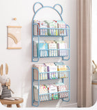 HULIANFU Simple Metal Bookshelf Iron Art Furniture Children  Picture Books Storage Rack Save Space Wall Hanging Shelf Bookcase Bedroom