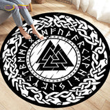 HULIANFU Viking Valknut Yggdrasil Tree of Life Area Rug Round Carpets Rugs for Living Room Bedroom Foot Pad Decoration,Non-slip Floor Mat
