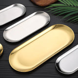 HULIANFU Nordic Style Gold Silver Stainless Steel Dessert Dining Plate Nut Cake Fruit Plate Towel Tray Snack Western Steak Kitchen Plate