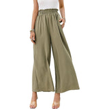 Hulianfu Autumn Summer Fashion Cotton Linen Pants Women Solid Fungus Edge High Waist Women's Trousers Wide Leg Casual Pants