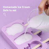 HULIANFU SILIKOLOVE Healthy Silicone Ice Cream Mold Easy Popsicle Mold Reusable Ice Cream Bar Pop Molds For DIY Making Summer Favorites