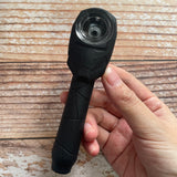 HULIANFU Solid Black Silicone Smoking Pipe With Glass Bowl Tobacco Pipe 4 inch