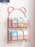 HULIANFU Simple Metal Bookshelf Iron Art Furniture Children  Picture Books Storage Rack Save Space Wall Hanging Shelf Bookcase Bedroom