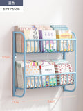 HULIANFU Simple Metal Bookshelf Iron Art Furniture Children  Picture Books Storage Rack Save Space Wall Hanging Shelf Bookcase Bedroom