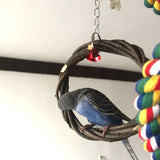 HULIANFU Parrot Ring Bird Swing Apple Branch Braided Ring Bird Stand Rattan Ring Biting Toy Bird Cage