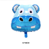 HULIANFU Jungle Cartoon Animal Balloon Rabbit Fox Penguin Hippo Tiger Crocodile Aluminum Foil Balloon Zoo Party Children  Toy