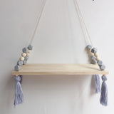 HULIANFU Nordic Nursery &amp; Kids Decor Tassels Storage Shelf Rack Wall Hanging Wood Toys Model Baby Kid Room Furnish Artic Home Decoration