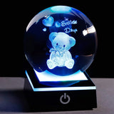 HULIANFU New 80mm K9 Crystal Solar System Planet Globe 3D Laser Engraved Sun System Ball with Touch Switch LED Light Base Astronomy Gifts