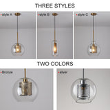 HULIANFU Sliver Bronze Loft Modern Pendant Light Glass Ball Hanging Lamp Kitchen Light Fixture Dining Hanglamp  Living Room Luminaire