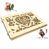 HULIANFU New Wooden Wedding Guestbook Reception Book Sign-in Book Personalized Mr. and Mrs. Photo Frame Wedding Decoration Supplies