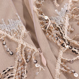 Hulianfu New Year Birthday Party Dresses Vintage Tassel Dress Sexy Sequined V Neck Spghetti Strap Mesh Dress Women