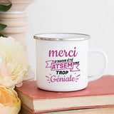 HULIANFU Merci Maîtresse/Atsem Print Coffee Mug Creative Enamel Cups Drinks Water Milk Cup Mug School Home Handle Drinkware Teacher Gifts