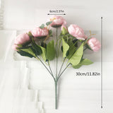 HULIANFU 2023 30cm Rose Pink Silk Peony Artificial Flowers Bouquet 5 Big Head and 4 Bud Cheap Fake Flowers for Home Wedding Decoration indoor