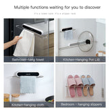 HULIANFU Toilet Towel Rack Towel Bar Bath Towel Holder Suction Wall-mounted Bathroom Shelf Free Punching Toilet Pendant Storage Rack