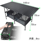 HULIANFU New Outdoor Folding Table Chair Camping Aluminium Alloy BBQ Picnic Table Waterproof Durable Folding Table Desk