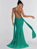 hulianfu Pullover Backless Lace Up Dress Women Off Shoulder Sleeveless Floor Length Long Robes Summer Female Sexy Prom Evening vestido