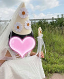 HULIANFU INS First Kids Birthday Daisy Hat Baby Girl Flower Party Hat Mesh Headwear