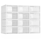 HULIANFU Wholesale 24pcs Shoe Box Set Classic White Foldable Storage Plastic Clear Home Organizer Shoe Rack Stack US CA&amp;NJ warehouse