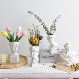 HULIANFU W&amp;G Nordic Vase Home Decor Vase Creative Human Head Portrait Flower Vases Room Decoration Resin David Flower Vase Room Decor