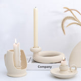 HULIANFU White Ceramic Vegetarian Candle Holder Figurines Nordic Modern Candlestick Ornament Home Interior Desktop Decoration