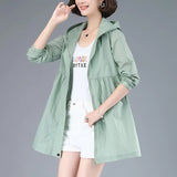 Hulianfu New Summer Medium Long Sun Protection Clothing Female Thin Jacket Loose Hooded  Coat Sun Protection Windbreaker Women
