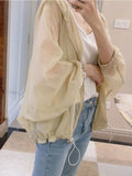 Hulianfu Jackets Women Batwing Sleeve Soft Fashion Summer All-match Simple Solid Elegant Creativity Sun-proof Ladies Korean Style Retro