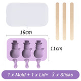 HULIANFU Silicone Ice Cream Mold Popsicle Siamese Molds with Lid DIY Homemade Ice Lolly Mold Cartoon Cute Image Handmade Kitchen Tools