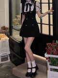 hulianfu hulianfu Sweet Mini Fake Two Dress Puff Sleeve Summer French Elegant Short Party Dress Woman Casual Korea Fashion Vintage Dress Slim