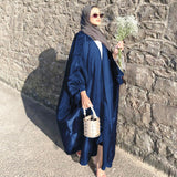 hulianfu Summer Eid Djellaba Abaya Dubai Shiny Soft Puff Sleeves Muslim Dress Silky Abaya Dubai Turkey Muslim Dress Islam Abayas WY800