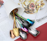 HULIANFU Shovel Spoon Stainless Steel Teaspoon For Coffee Spoon Fruit Ice Cream Dessert Scoop Kitchen Accessories Wedding Christmas Gift