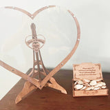 HULIANFU New Wooden Heart-shaped Guest Drop Box 60 Hearts Box Anniversary Signature Guest Books Wedding Message Box Gift