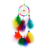 HULIANFU New Indian Style Dreamcatcher Moon Handmade Wind Chimes Wall Ornament Girls Room Decoration Feather Dream Catcher