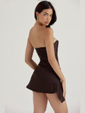 Hulianfu Summer Sexy Corset Dress Mini Silk Satin Birthday Holiday Night Date Party Dress Bodycon Ruched Dresses Women High Quality