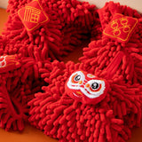 HULIANFU Red Chenille Soft Hand Towel Chinese Style Quick-Dry Absorbent Cartoon Wipe Handkerchief for Home Bathroom Embroidery Towels