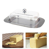 HULIANFU Stainless Steel Butter Dish Box Container Cheese Server Storage Keeper Tray With Lid Fresh Keeping Container Kitchen Dinnerware