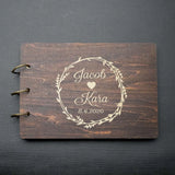 HULIANFU Personalized Guest Book A4/A5 Wedding Guest Book Wedding Guestboook Wishes Book Wooden Wedding Album Baptism Mariage Decoration