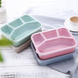 HULIANFU Wheat Straw Lunch Box Bento Box Japanese Style Students 4-box Containers for Food Microwave Office Workers Food Box Fruits Case