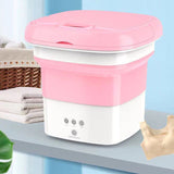 HULIANFU New Mini Folding Washing Machine Wash Fruits Electric Touch Button Household Portable Washer Foldable Barrel Type For Travel