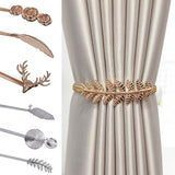 HULIANFU Metal Curtain Tie Rope Leaf feather rose antler leaf peacock Metal Tie Rope for Curtain Elastic Decorative Curtain Accessories