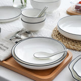 HULIANFU White Dinner Plate Set Ceramic Kitchen Plate Tableware Set Food Dishes Rice Salad Noodles Bowl Soup Kitchen Cook Tool 1pc
