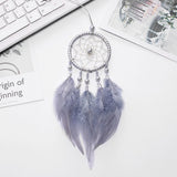 HULIANFU New Indian Style Dreamcatcher Moon Handmade Wind Chimes Wall Ornament Girls Room Decoration Feather Dream Catcher