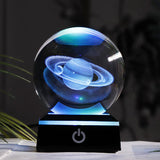 HULIANFU New 80mm K9 Crystal Solar System Planet Globe 3D Laser Engraved Sun System Ball with Touch Switch LED Light Base Astronomy Gifts