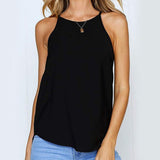 Hulianfu Women Tank And Camis Ladies Halter Neck Top Summer Sexy O Neck Sleeveless Tops Vest Female OL T-shirts Women Pulovers