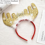HULIANFU 2023 LuanQI Christmas Headbands for Children Adult Hair Band Red Christmas Santa Claus Snowman Antlers Headband Xmas Decoration Gifts