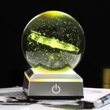 HULIANFU New 80mm K9 Crystal Solar System Planet Globe 3D Laser Engraved Sun System Ball with Touch Switch LED Light Base Astronomy Gifts