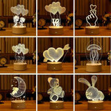 HULIANFU Romantic Love 3D Acrylic Led Lamp for Home Children Night Light Table Lamp Birthday Party Decor Valentine Day Bedside Lamp