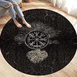 HULIANFU Viking Valknut Yggdrasil Tree of Life Area Rug Round Carpets Rugs for Living Room Bedroom Foot Pad Decoration,Non-slip Floor Mat